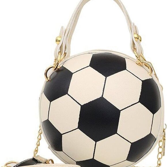 Soccer Ball Cross Body Bag PU Leather Women's Messenger Shoulder Purse - Picture 1 of 7